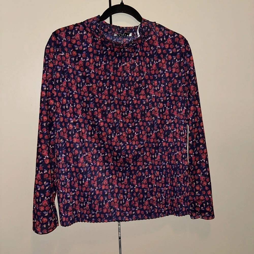 SANDRO Floral Long Sleeve Top size 0 - Picture 2 of 5